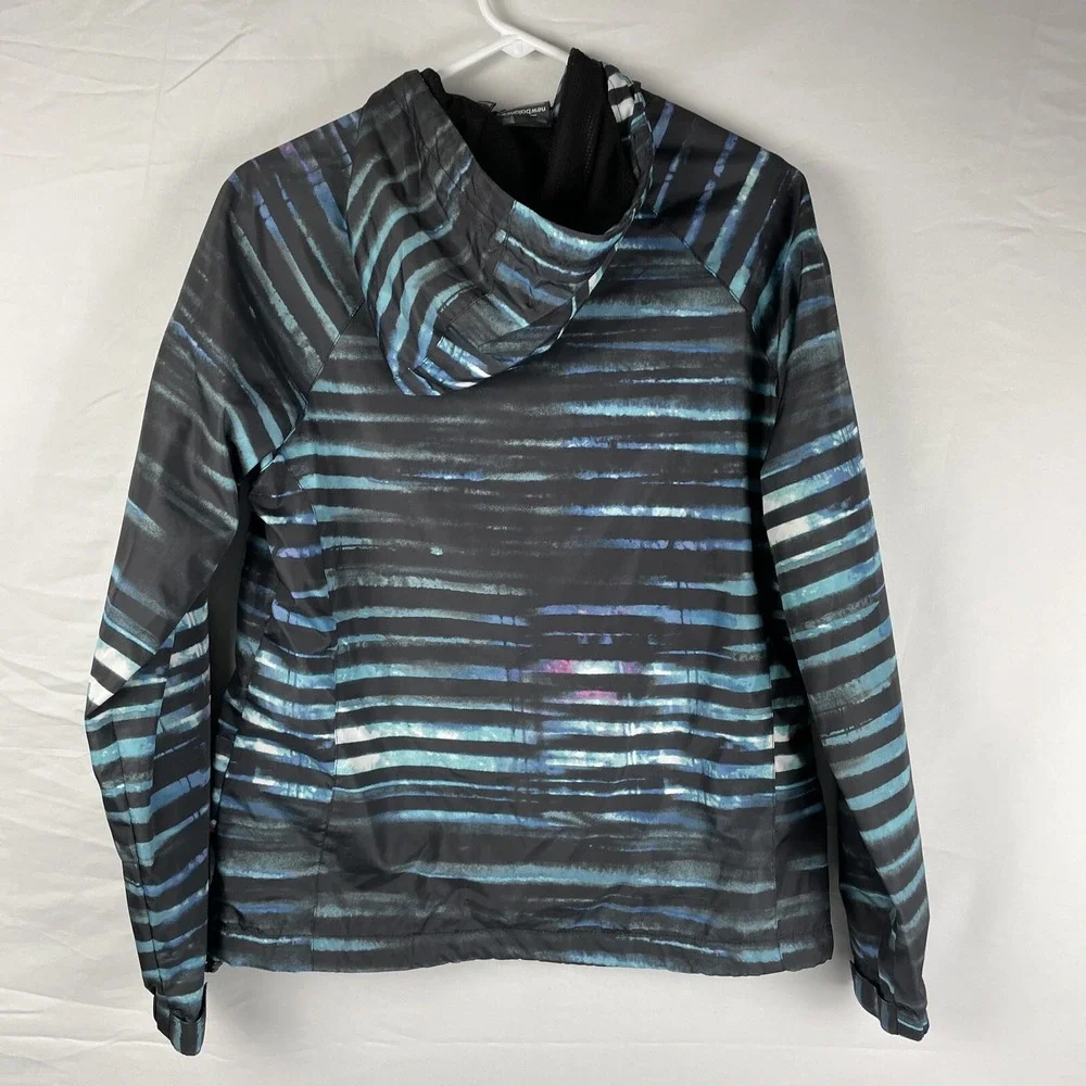 New Balance Rain Jacket Women's Size Large‎ Striped Hooded Full Zip